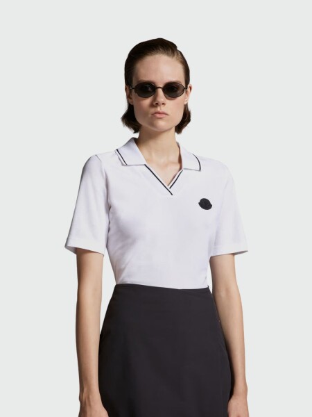 Moncler -Remera polo de algodón manga corta Negro