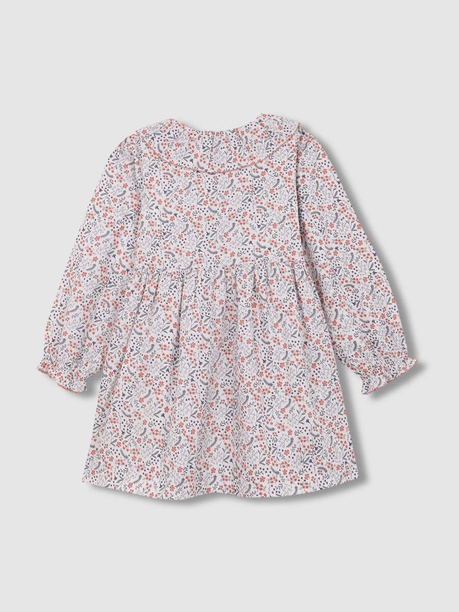 Vestido Smock De Flores Blanco Roto
