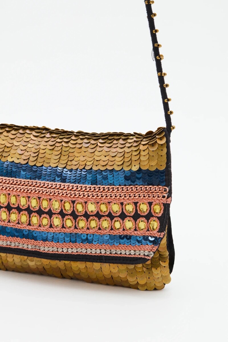 Cartera Mini Sequins Oro Viejo