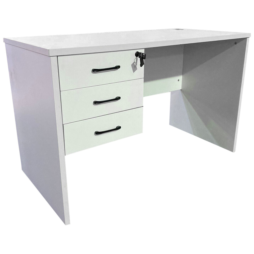Escritorio MDF reforzado 3 cajones con llave Blanco