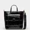 Shopper The Circle En Cuero Graneado Big Croco Negro