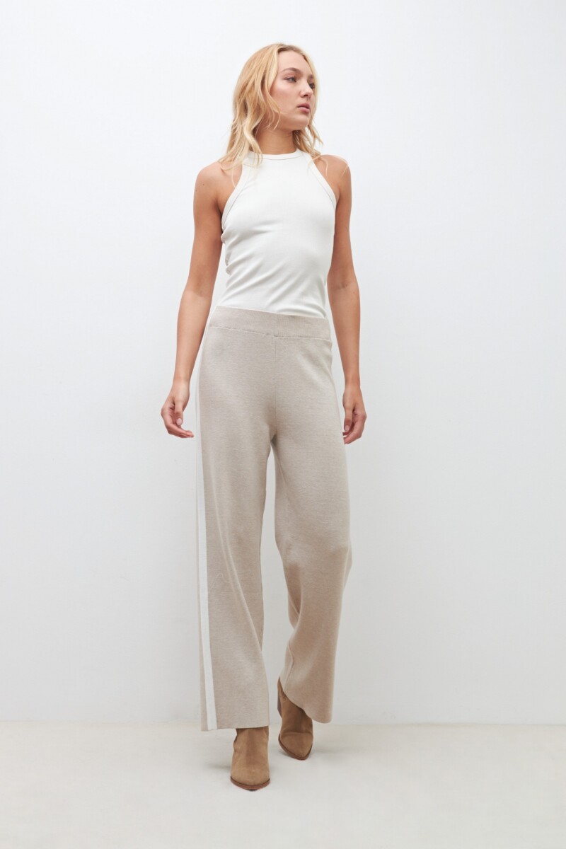 Pantalón tejido beige melange