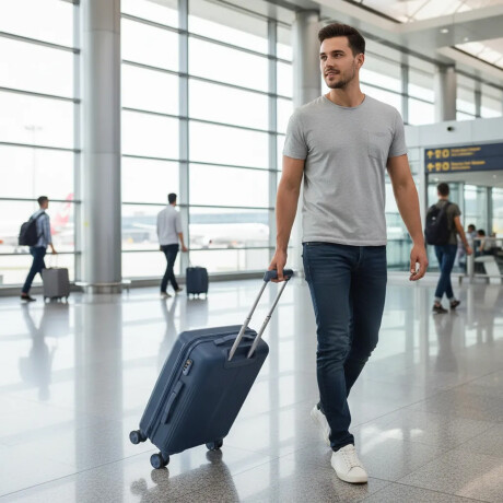 Valija Carry On Rígida Cierre Expandible Candado Ruedas 360° Azul