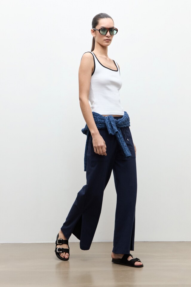 Pantalon pretina elastizada azul marino