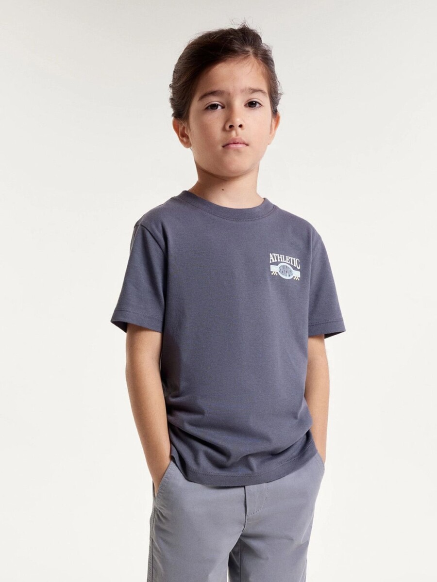 CAMISETA MANGA CORTA INFANTIL CON ESTAMPA - GRIS 