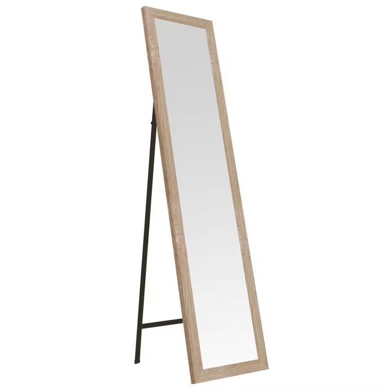 Espejo con Pie de Metal y Marco Texturizado 155x55cm Madera