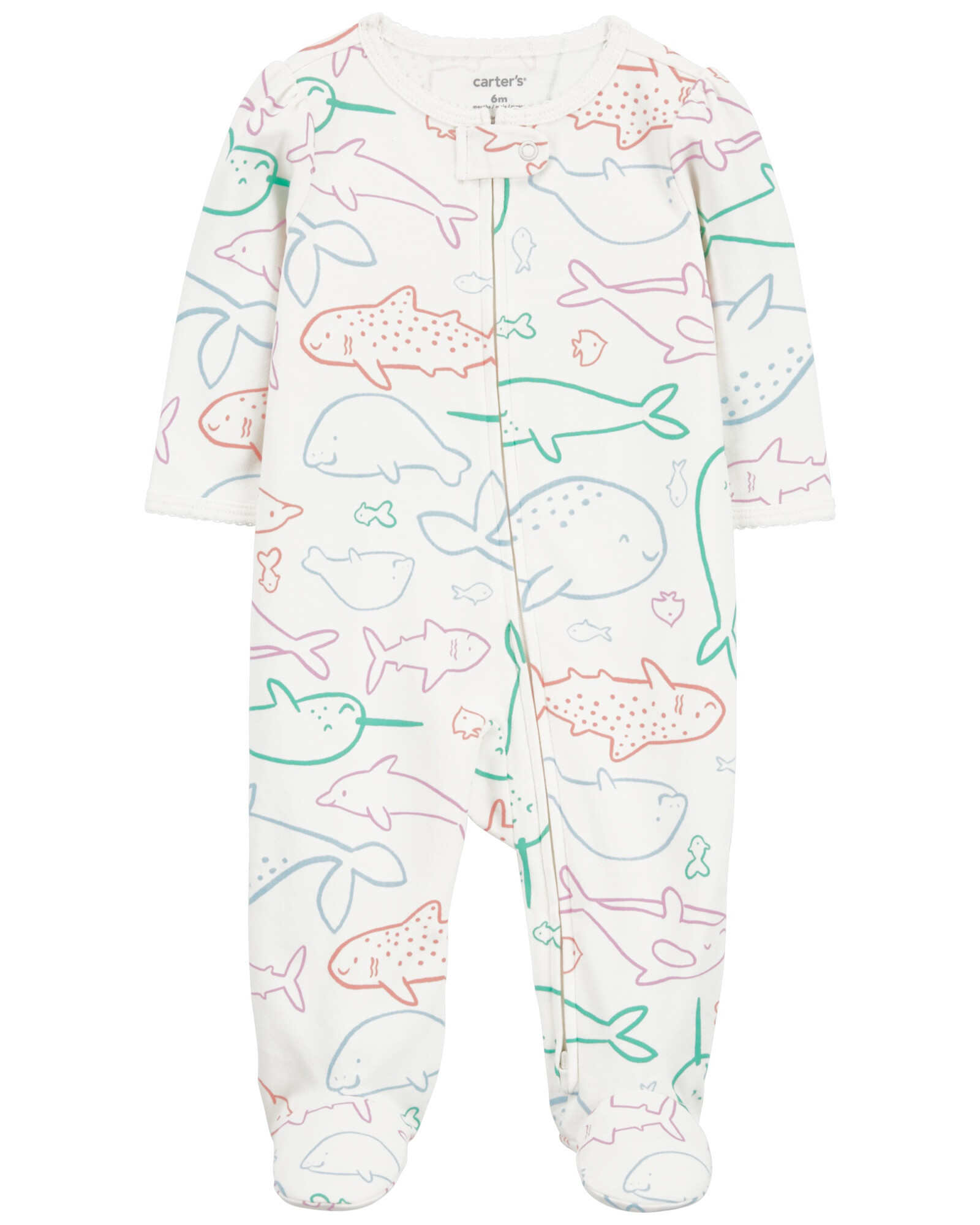 Pijama una pieza de algodón, con pie, diseño ballenas Pijama una pieza de algodón, con pie, diseño ballenas