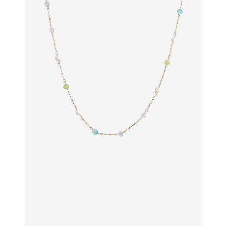 Collar Corto Metal Y Beads Dorado