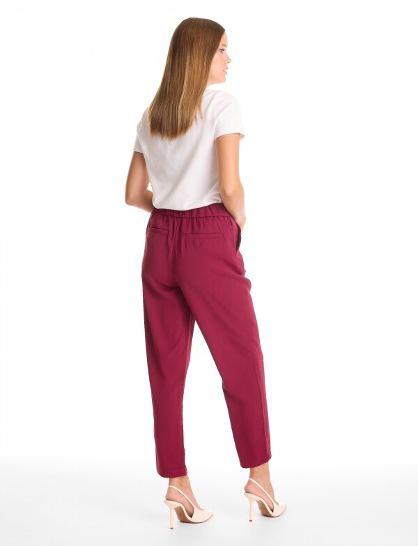 Pantalon Relaxed Fit & Cintura Elástica Posterior BORDEAUX