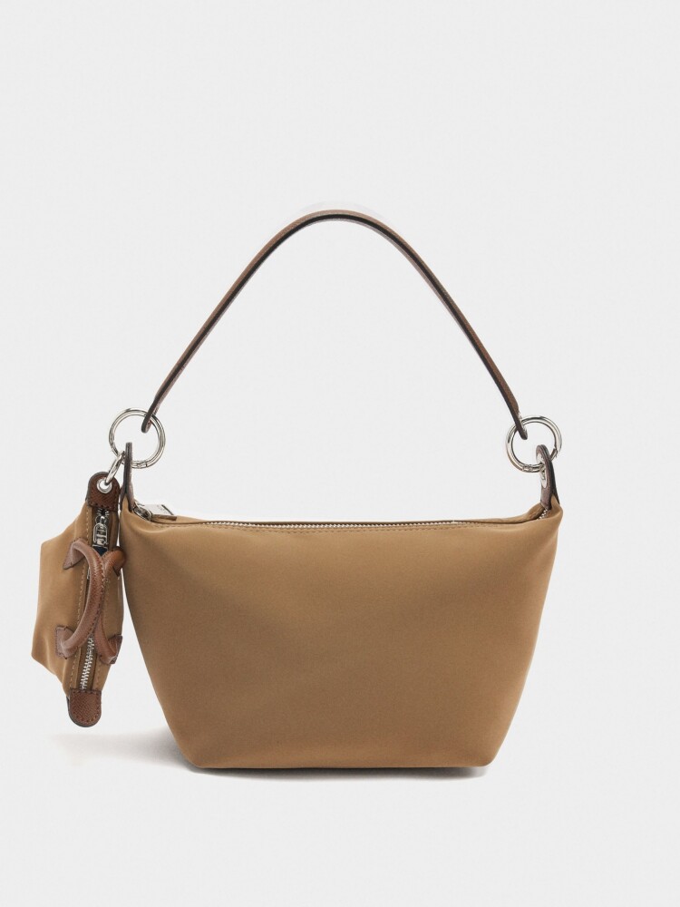 Bolso De Hombro Textura Suave Con Pendiente camel