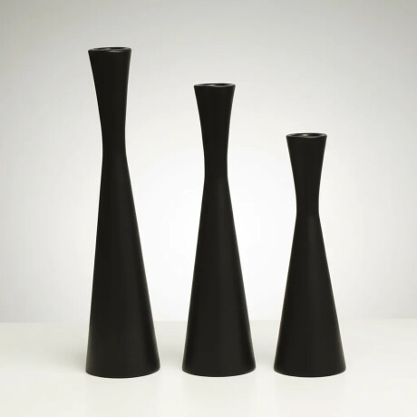 Set X3 Candelabros Metal Portavelas Iluminación Decoración Negro