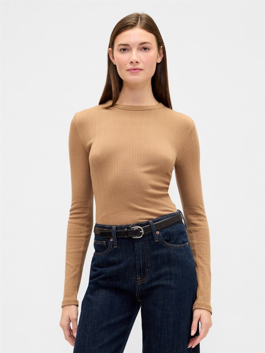 Remera Rib Mujer - Kola Nut 
