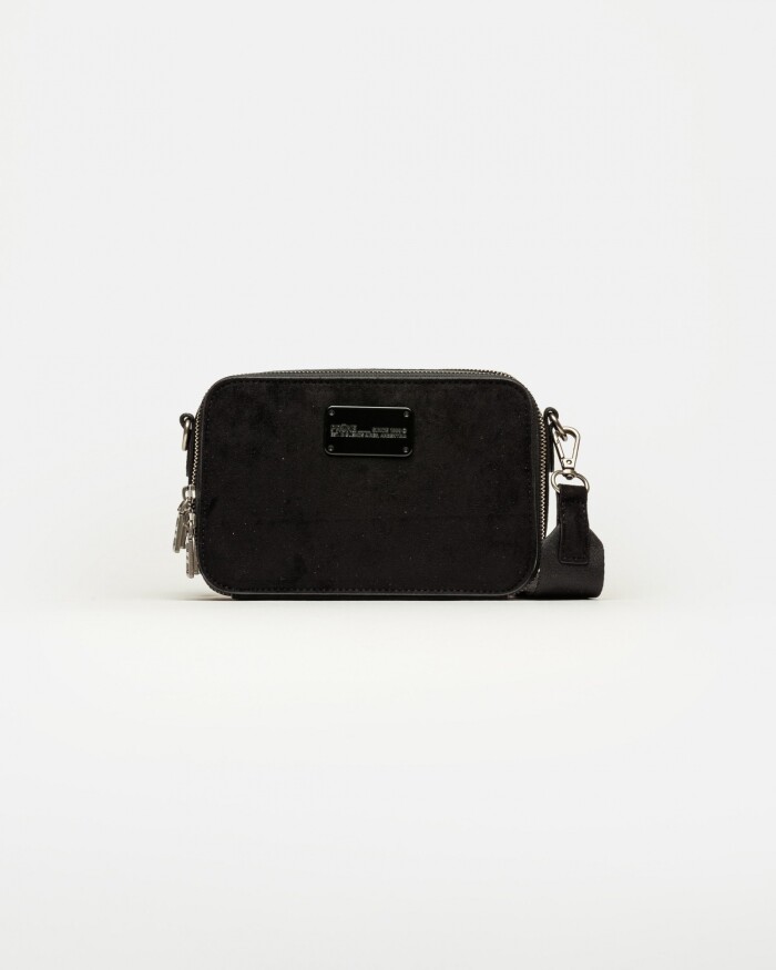 Bandolera New Penny en efecto gamuza Negro