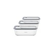 Juego de 3 tuppers de Vidrio Tramontina Vittra Rectangulares con Tapa Hermética de Silicona 64220/770 Juego de 3 tuppers de Vidrio Tramontina Vittra Rectangulares con Tapa Hermética de Silicona 64220/770