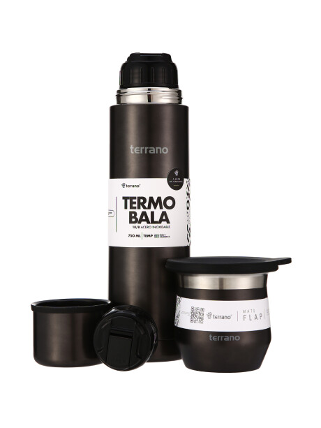 Kit Acero Bala Metalizado - 750mL + Mate Flap Negro