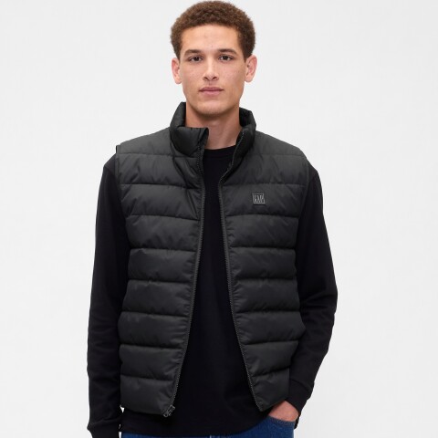 V-FRCH LOGO LTWT PUFFER VEST BLACK 1