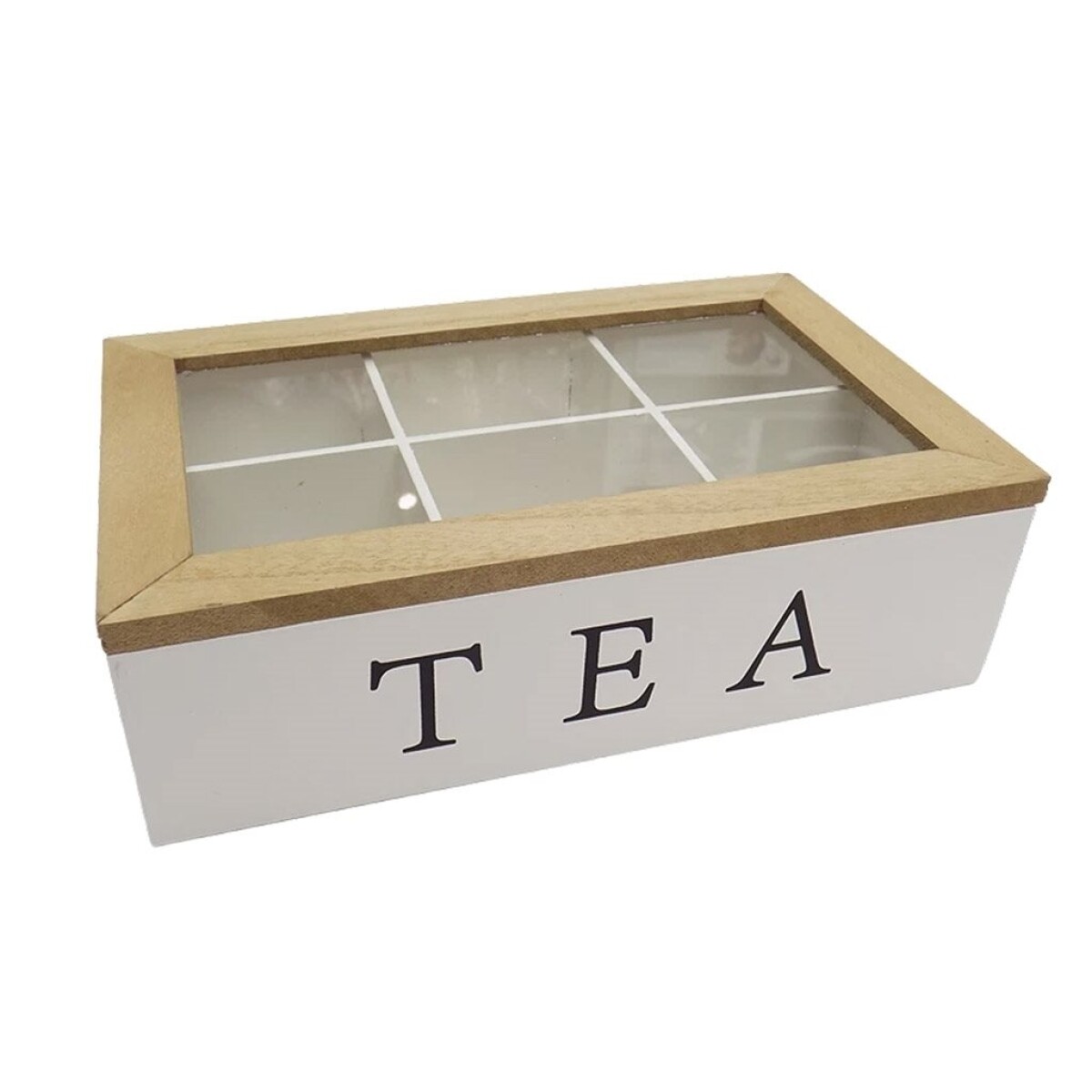 CAJA DE TE 6 DIVISIONES 23x15x7CM BLANCO 