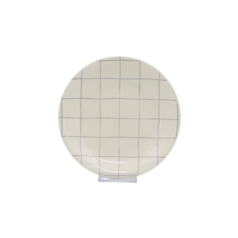 Plato De Postre Cerámica D19Cm Quadra Blanco/Gris PLATO DE POSTRE CERAMICA D19CM QUADRA BLANCO/GRIS
