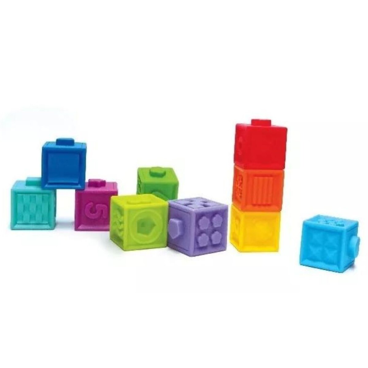 Set de 8 bloques de silicona texturizados con números - Set De 8 Bloques De Silicona Texturizados Con Números 