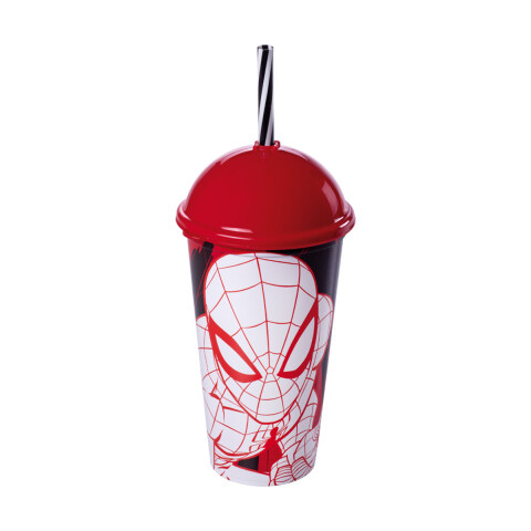 Vaso Plástico Milk Shake con Pajita 500 ml Spiderman Surtidos