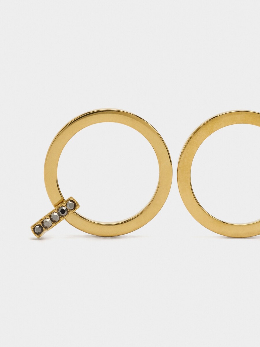 Aros Colgantes Con Cristales - Acero Inoxidable dorado