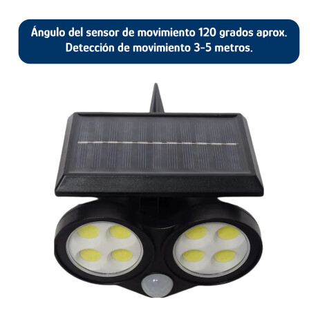 Foco Solar de Exterior 2 Paneles Led Ajustables c/Sensor Mov Negro
