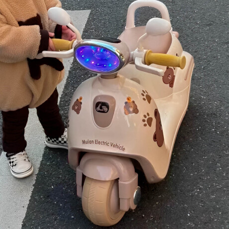 Triciclo Eléctrico Infantil Moto Para Niños A Batería Beige