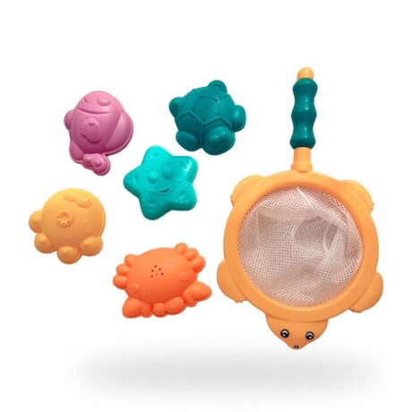 Juego Pesca con Red Animales Marinos Agua Baño Bebé Huanger Multicolor