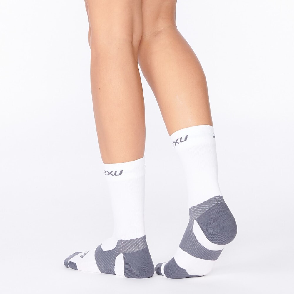 Vectr Light Cushion Crew Socks - Unisex White/grey