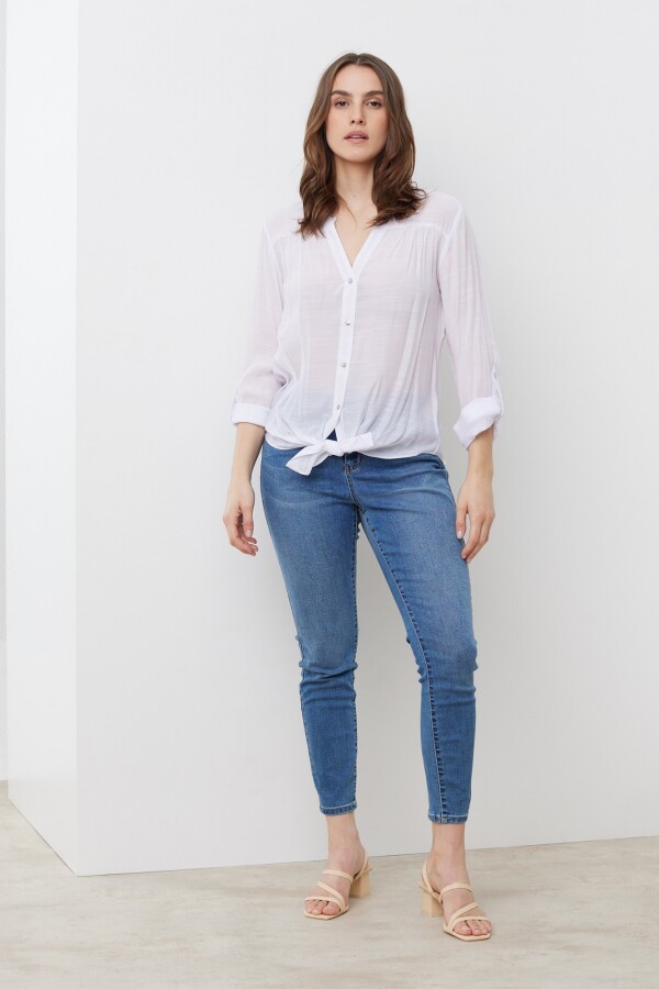 Blusa Nudo Botones BLANCO