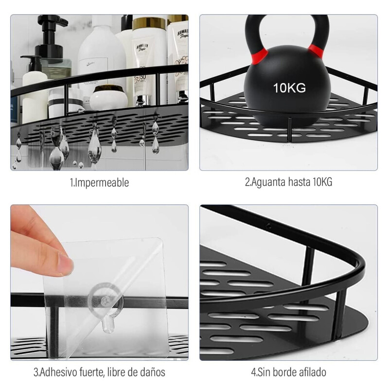 Set x2 Estante esquinero de metal NEGRO