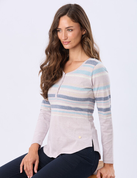 REMERA RAYADA DE ALGODÓN Lavanda