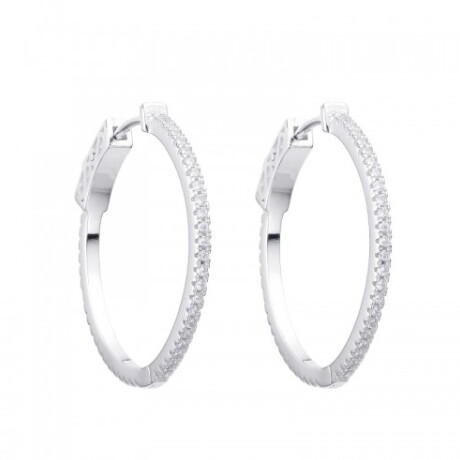 Par de aros de plata 925 con circonias. Par de aros de plata 925 con circonias.