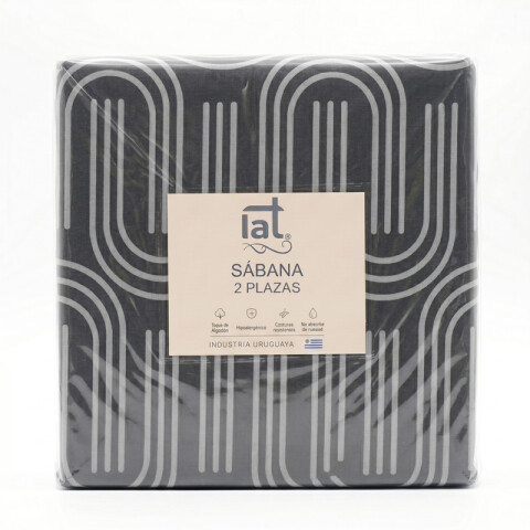 Juego De Sabanas 2 Plazas Toque Algodón Sommier Arcos Retro Deco Negro Gris Juego De Sabanas 2 Plazas Toque Algodón Sommier Arcos Retro Deco Negro Gris