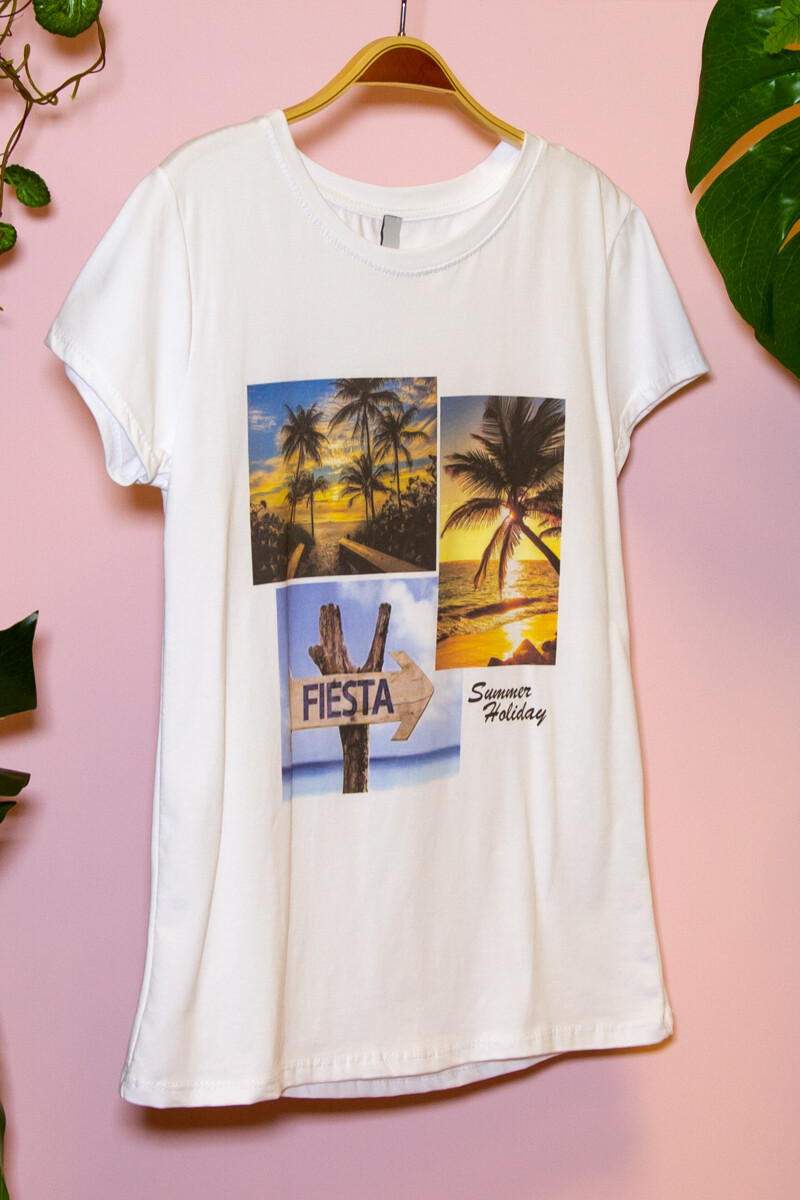 Remera palmeras - Blanco 