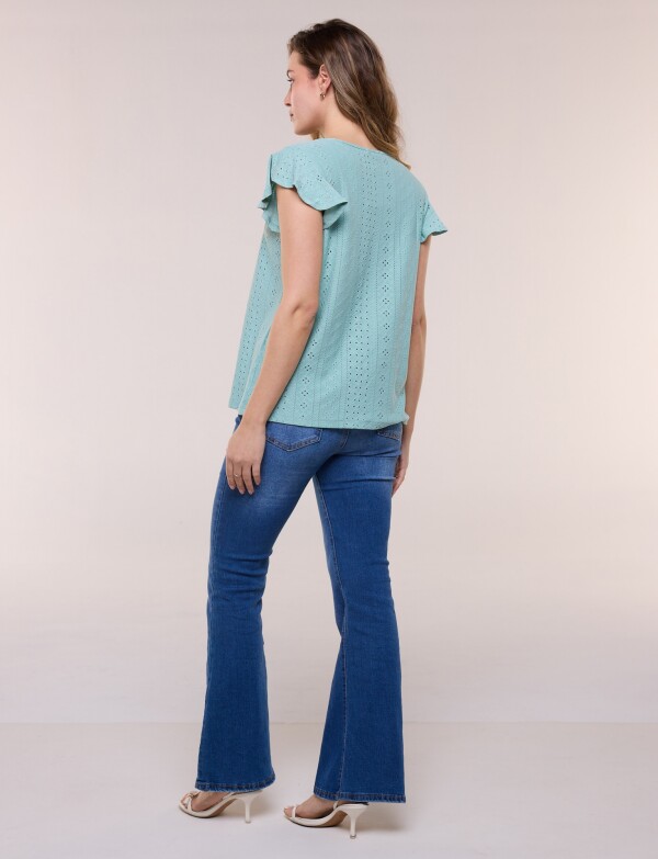 Blusa Broderie VERDE AGUA