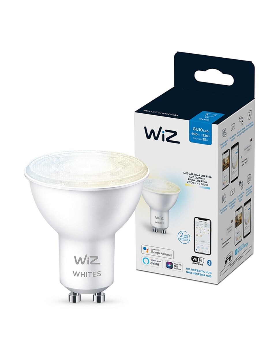 Lámpara LED WIZ Wifi Dicroica Blanca cálida/fría 4.9W GU10 