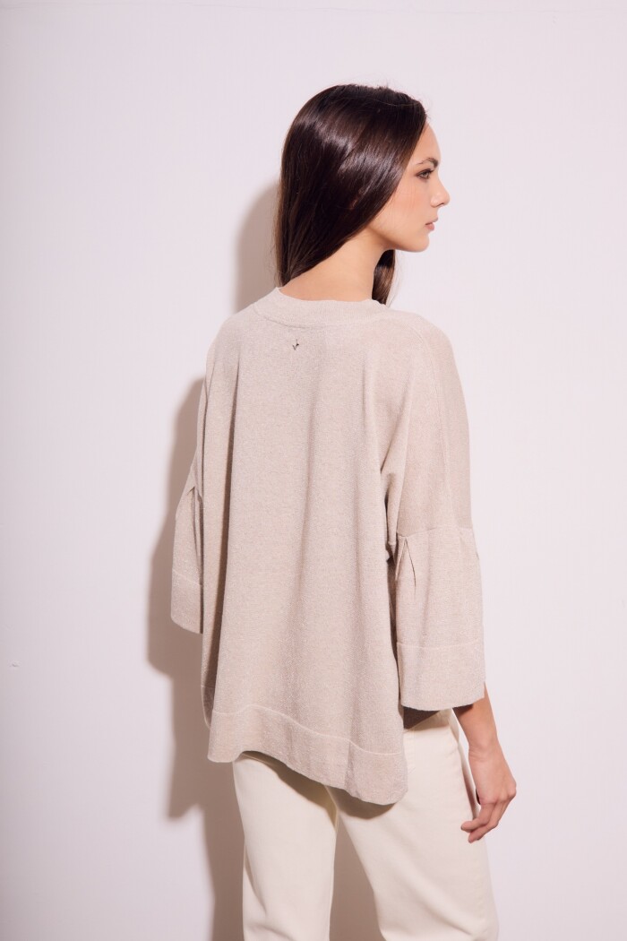 Sweater Manga Volado Beige Melange