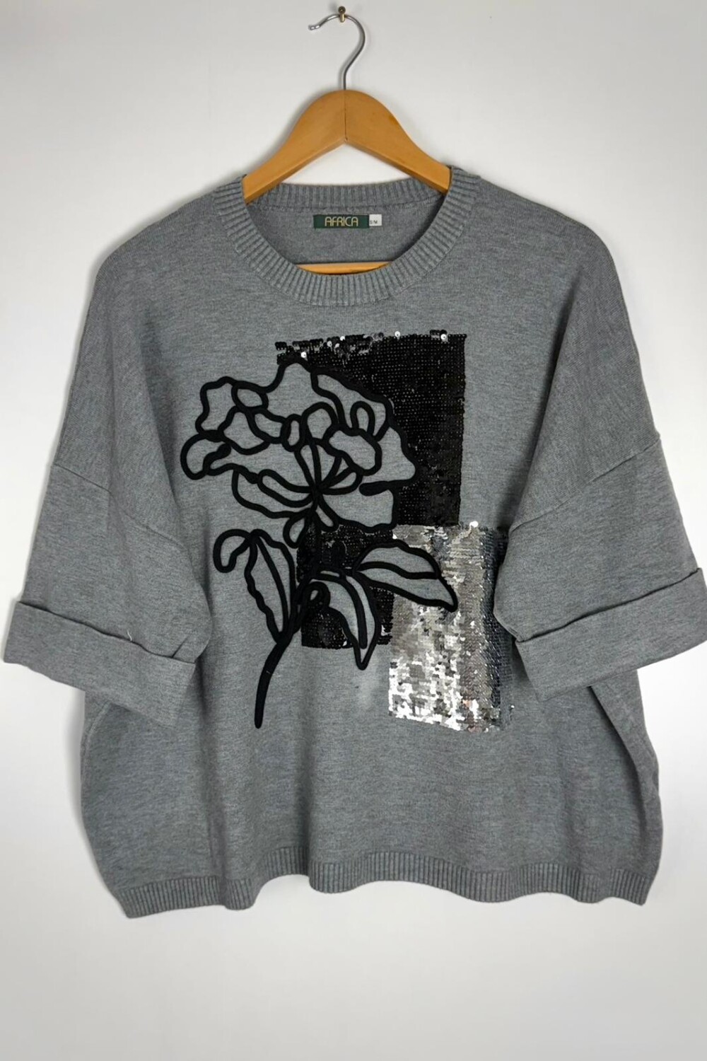 SWEATER C/VISCOSA RAW GRIS