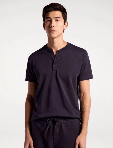 CAMISETA DE CUELLO CON TEXTURA AZUL