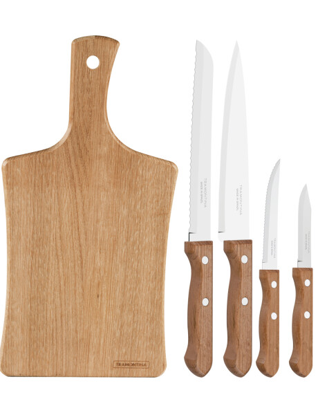 Juego de 4 cuchillos y tabla de madera para picar Tramontina Dynamic Juego de 4 cuchillos y tabla de madera para picar Tramontina Dynamic