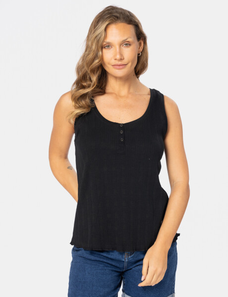 MUSCULOSA RIB CON BOTONES Negro