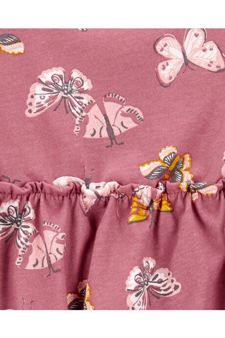 Set dos piezas de algodón, calza y blusa, diseño mariposas. Talles 0-24M Sin color