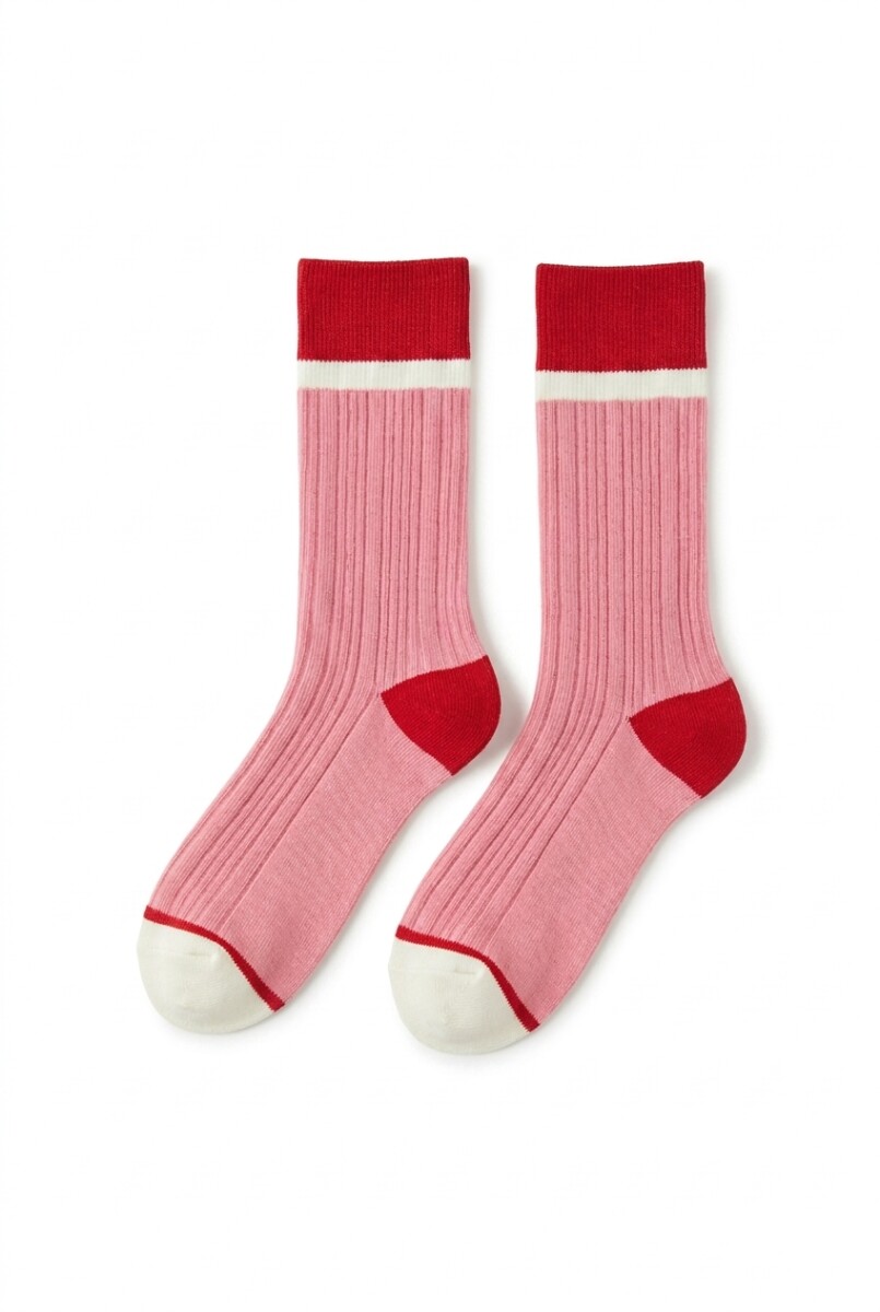 Medias rib franja - rosa 