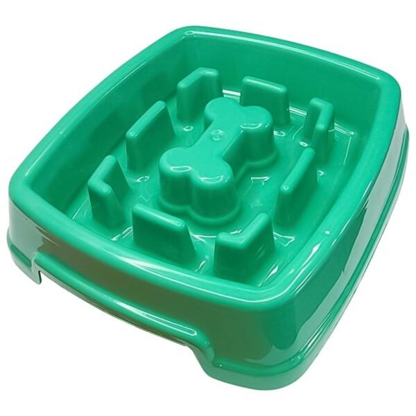 Plato Comedero Come Lento Perros Gatos Mascotas Plastico Color Variante Verde