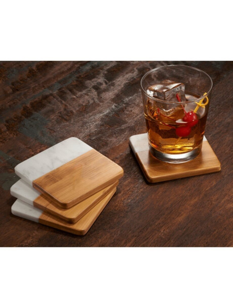 SET 4 POSAVASOS BAMBU MARMOL 10x10CM NATUR/BLANCO SET 4 POSAVASOS BAMBU MARMOL 10x10CM NATUR/BLANCO
