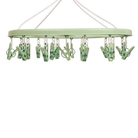 Mini Tendedero Ovalado 24 Palillos Plásticos para Ropa Mor Verde