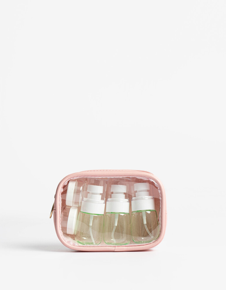 Set de Viaje Set Para Viaje. Incluye Cinco Envases Recargables Y Un Estuche Con Tira Cierre - Combinacion Bicolor