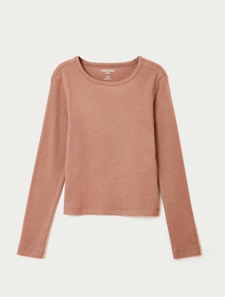 BLUSA MANGA LARGA INFANTIL CON BORDADO MARRÓN