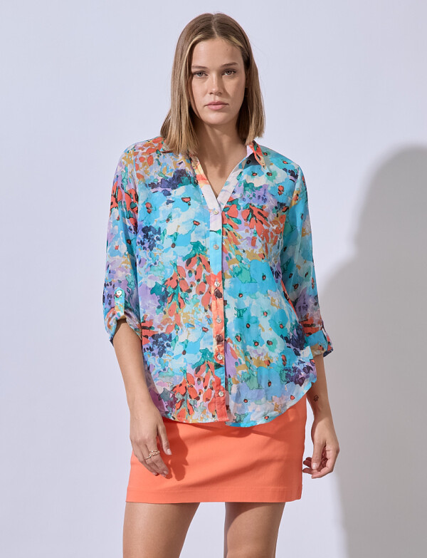 Camisa Gasa Printed CELESTE/MULTI